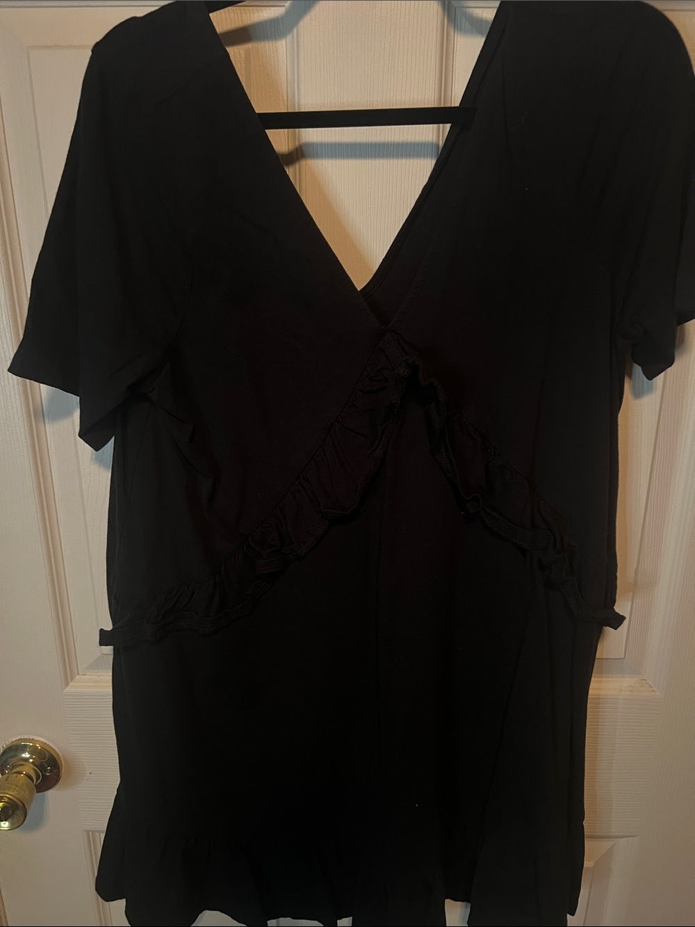 ASOS Black Ruffle V-Neck Mini Dress